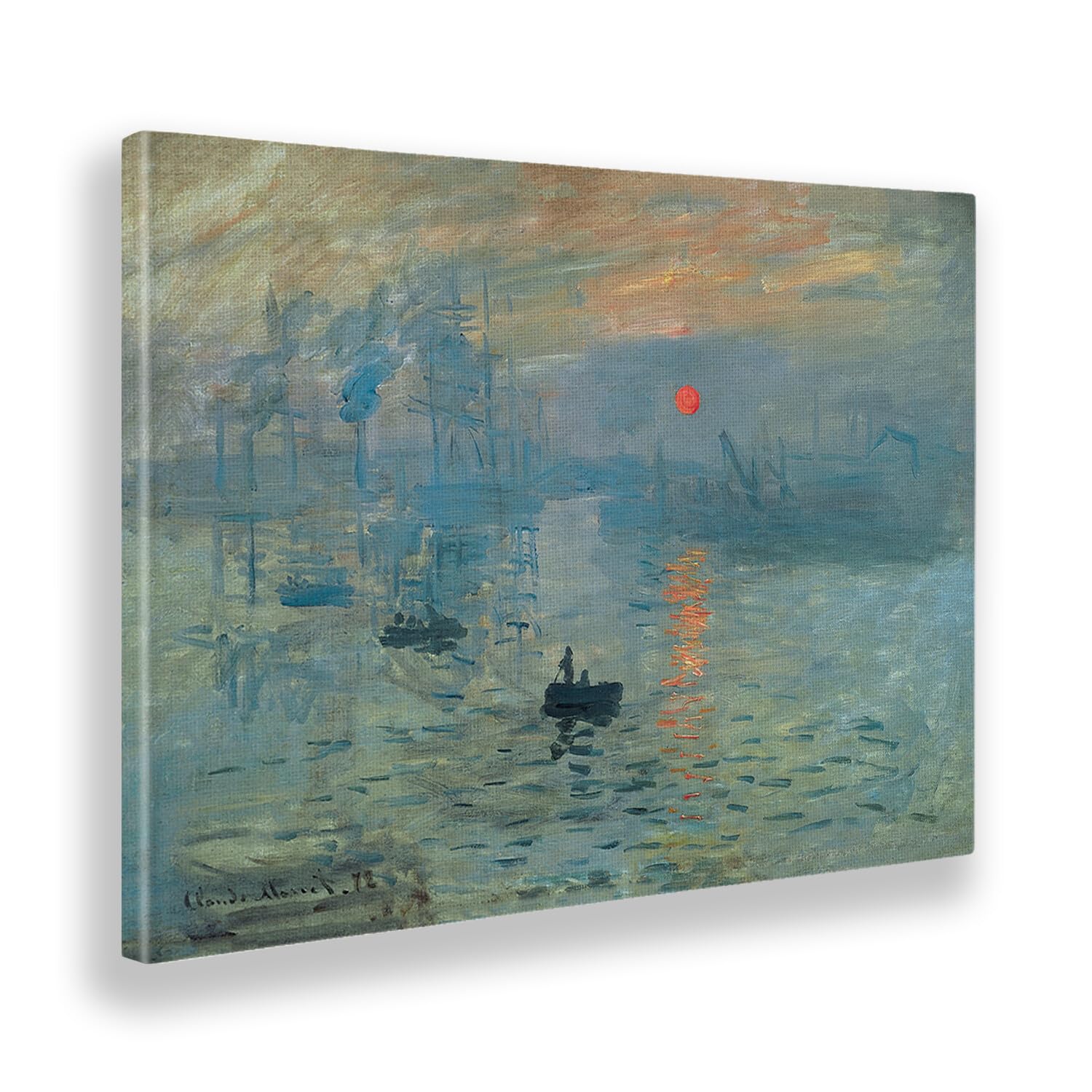 Giallobus - Cadre - Claude Monet - Coucher de soleil sur la mer - Toile - 100x70 - Prêt à accrocher - Peintures modernes pour la maison
