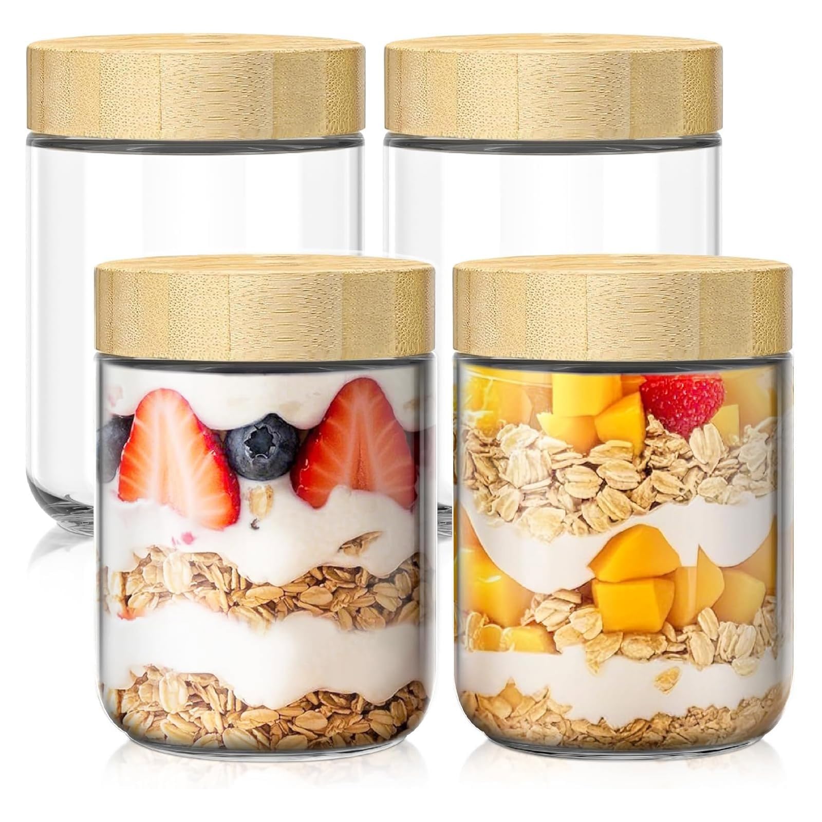 4 Stück 500ml Mehrzweck Einmachgläser mit Schraubdeckel, Meal Prep Gläser für Overnight Oats, Luftdichte Gläser für die Aufbewahrung, Marinieren und Vorbereitung von Mahlzeiten Mehrzweck Mason Jar