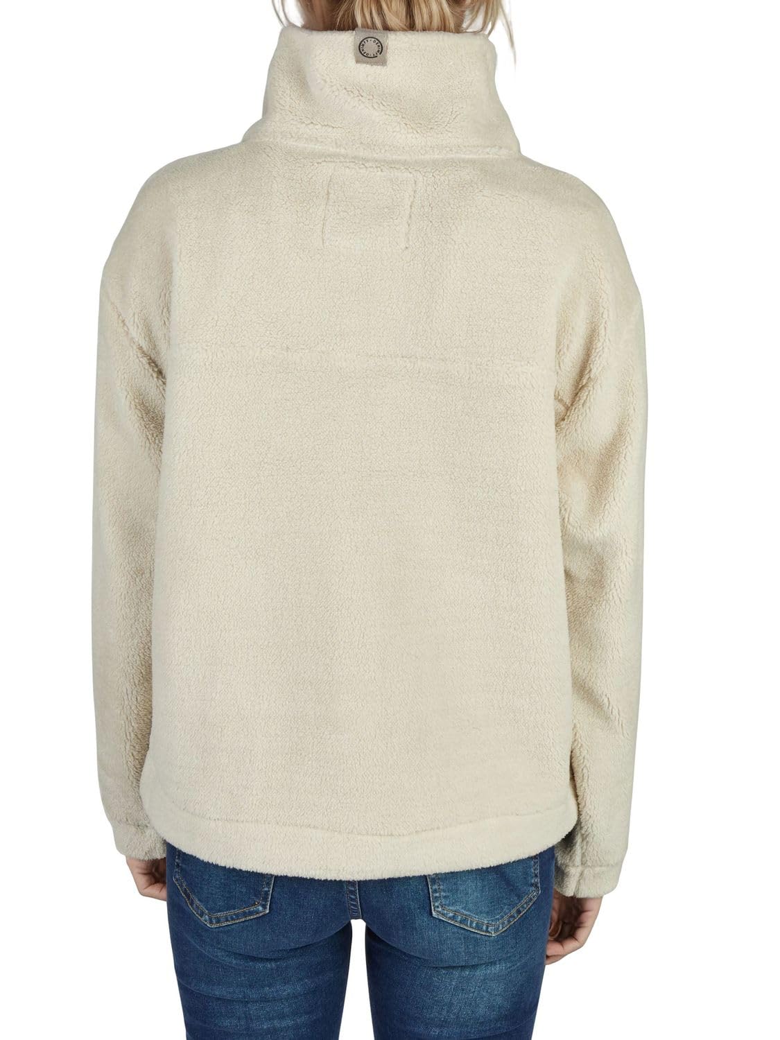 DENIMFY DFKira Veste polaire pour femme Coupe droite Veste d'hiver mi-saison Col montant Noir Beige Marron Tailles S M L XL XXL