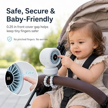 Portable Stroller Fan for Baby, 90 Oscillating Quiet Rechargeable Fan