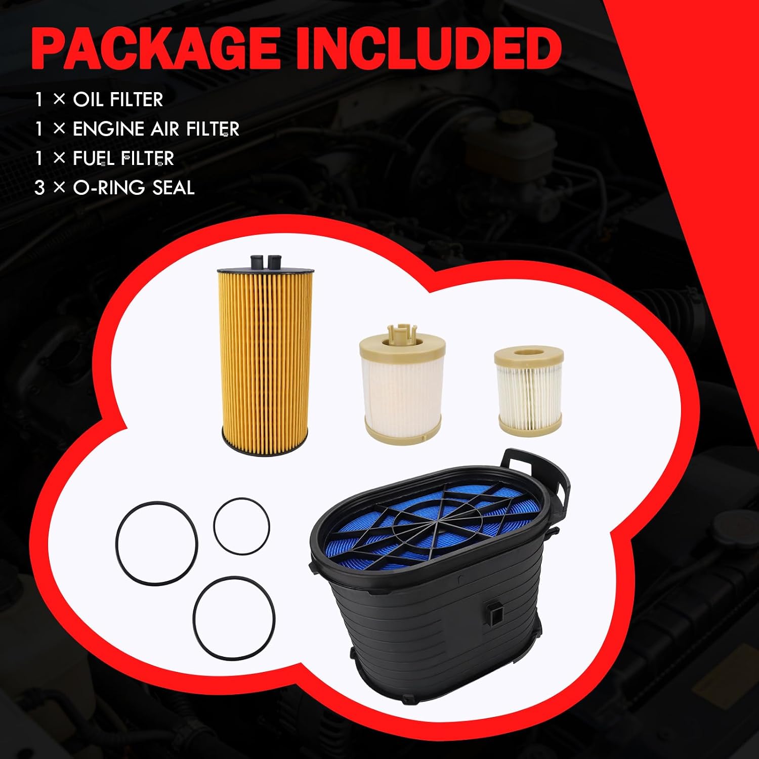6.0L Powerstroke Diesel Filter Kit Fuel Air Oil Filter Compatible with 2003-2005 Ford Excursion 6.0L V8 2003-2007 Ford F250 F350 F450 F550 Super Duty FA1778 FD4616 FL2016