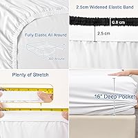Vista 5 de PHF Sábana bajera ajustable 100% rayón derivado de bambú refrescante, tamaño King para dormir con calor, bolsillo profundo de 16 pulgadas, 1.0 in