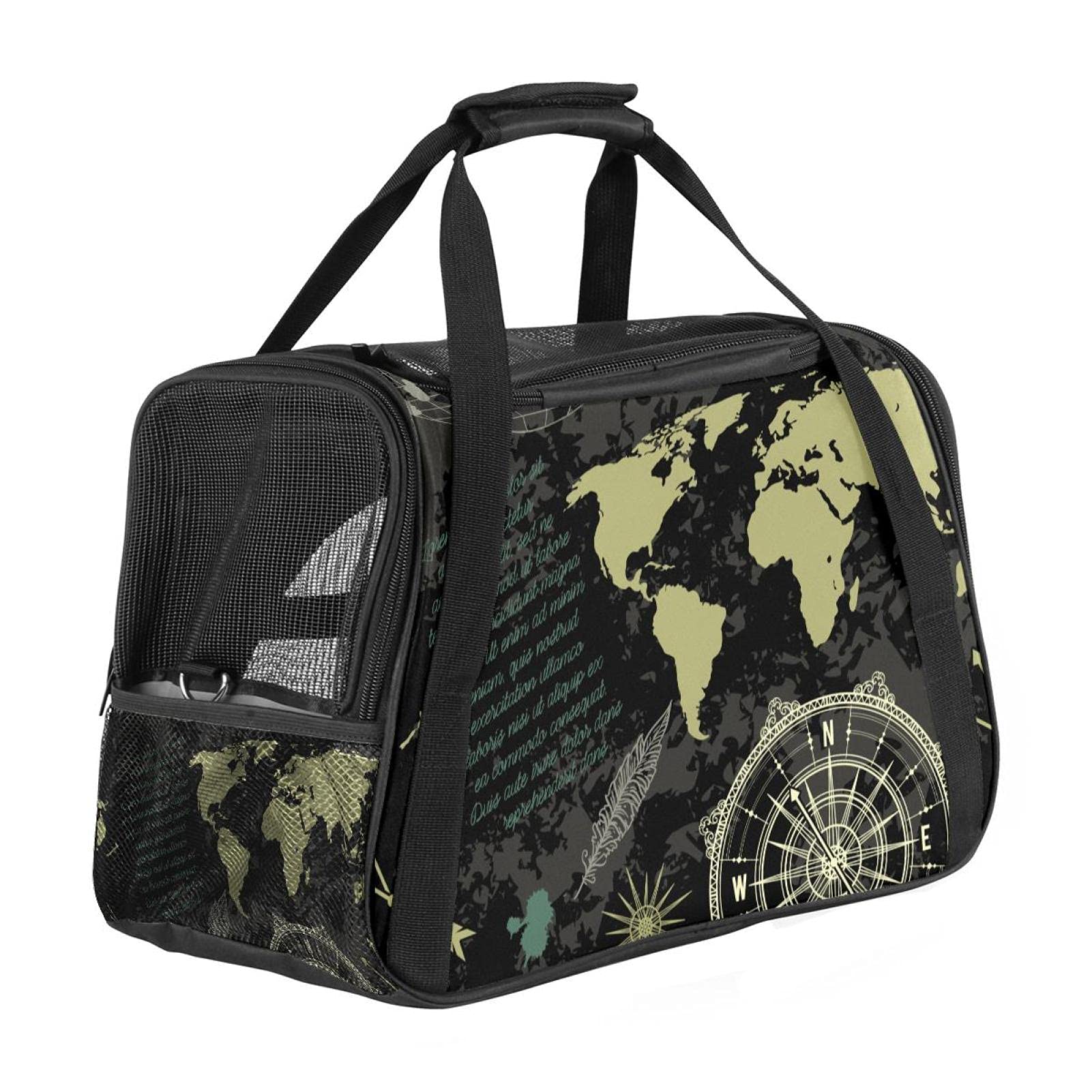 Sac de transport chat et chien contre l'anxiété approuvé avion motif carte du monde
