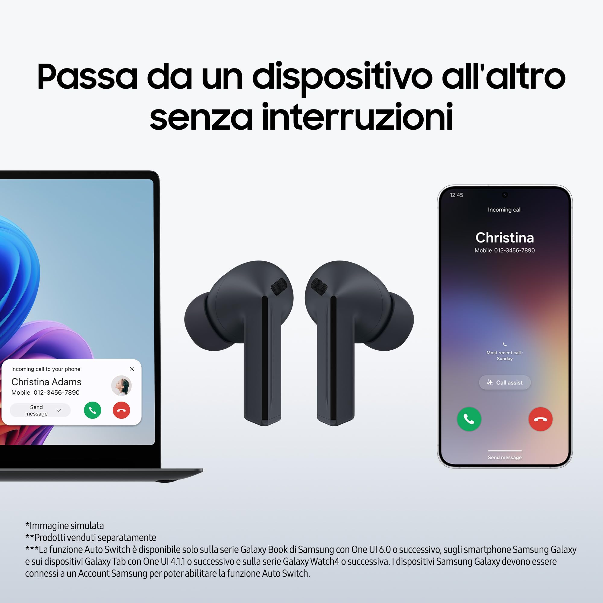 Samsung Galaxy Buds3 FE Auricolari Wireless Cancellazione Attiva del Rumore Audio 360 Nero 2025
