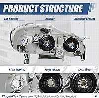 Vista 4 de Auto Dynasty Conjunto de faros delanteros compatible con Toyota Corolla E120 2003-2008, reemplazo de faros halógenos del lado del conductor