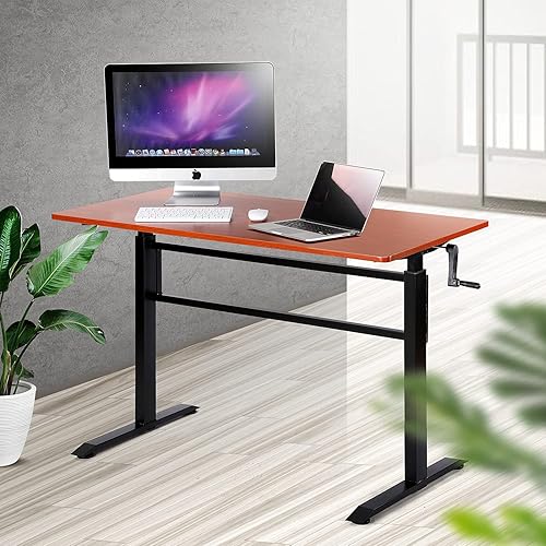 Miniatura 2 de UNICOO – Escritorio de pie de altura ajustable con manivela, asiento ajustable para escritorio de pie, mesa de ordenador de oficina en casa, Blanco