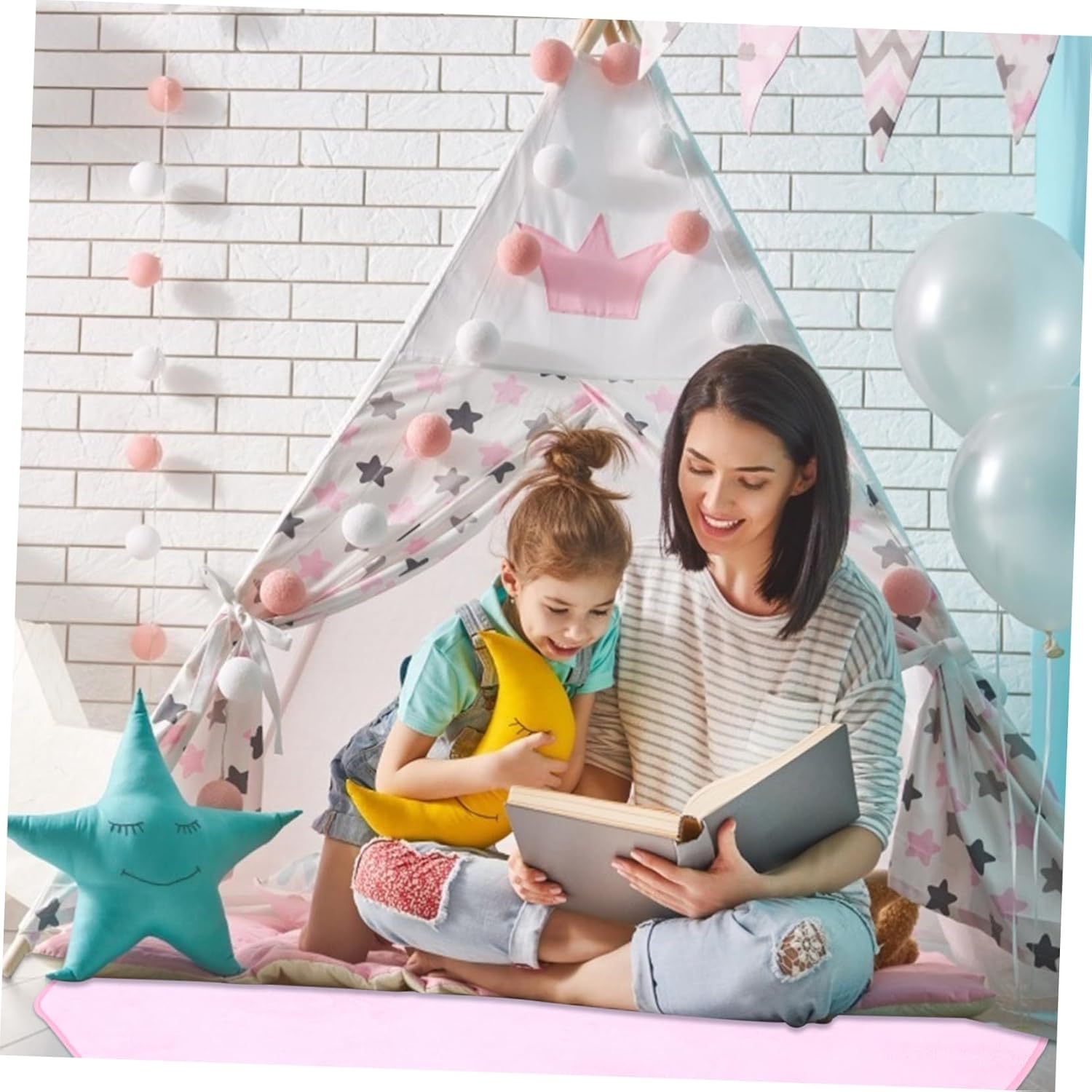 1pc Room Hexagonal Carpet Mat Non Slip Indoor Play Mat for Decorative Rug for Playroom Nursery Safe Comfortable Indoor Decoration Pink