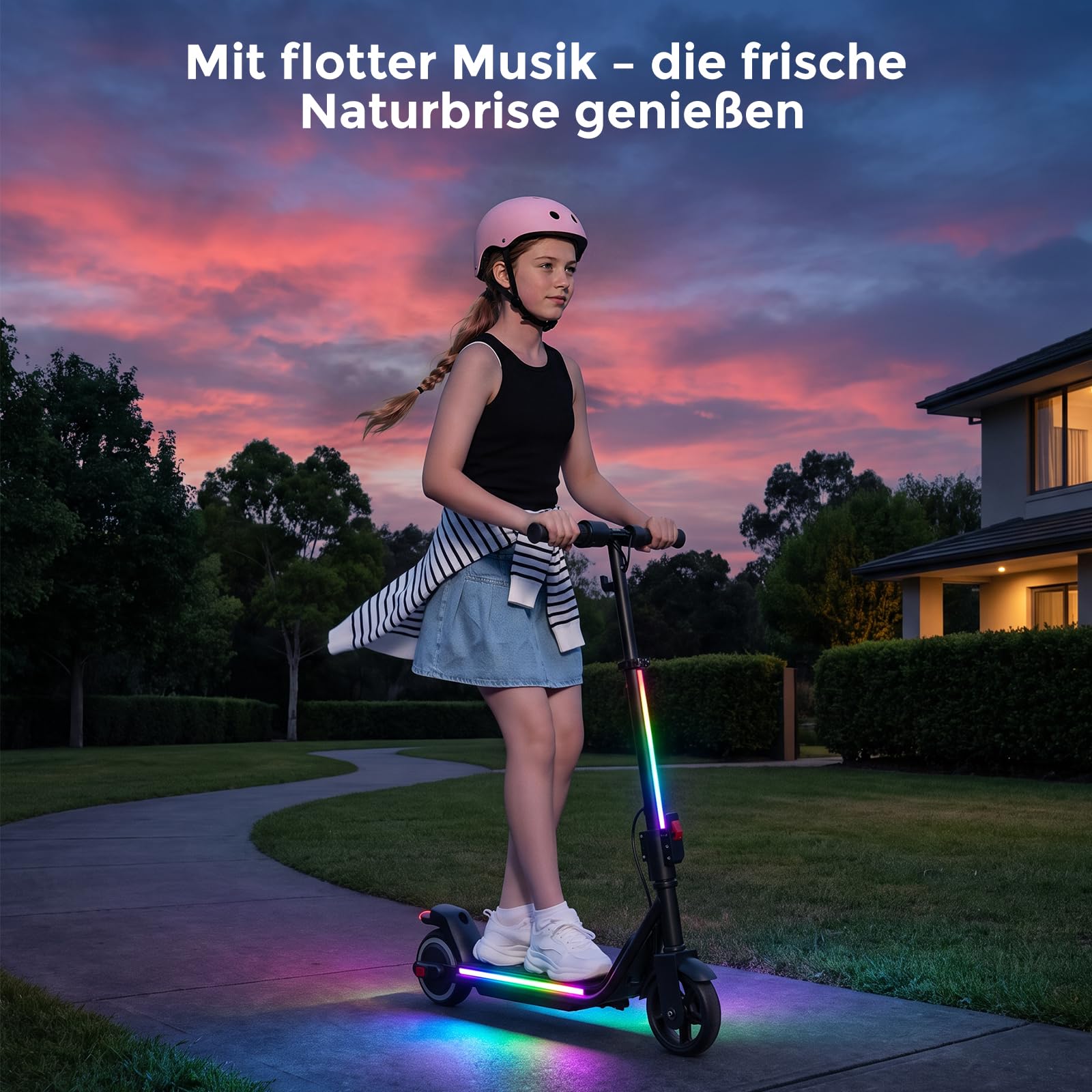 iScooter E Scooter für Kinder von 6-14 Jahren, 6,5" Faltbar Elektroroller mit Musik & 3 Höhenstufen einstellbar, 6" Leicht Kinder E Roller mit Bunte Lichter, Max Reichweite 15/7 km, 3 modi 5-19 km/h
