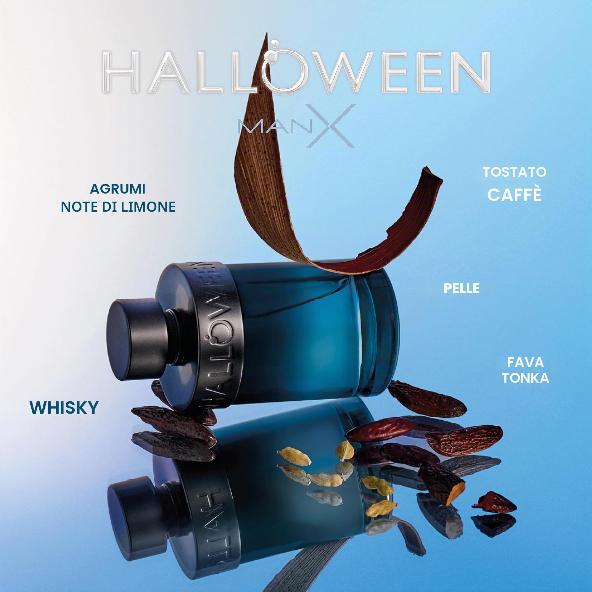 Halloween Man X, Eau de Toilette da Uomo, Profumo Uomo con Fragranza Orientale di Felce Alle Note di Cannella, Whisky, Caffè Tostato e Cuoio, Ottimo come Regalo Uomo, Profumo da Uomo 125ml con Spray