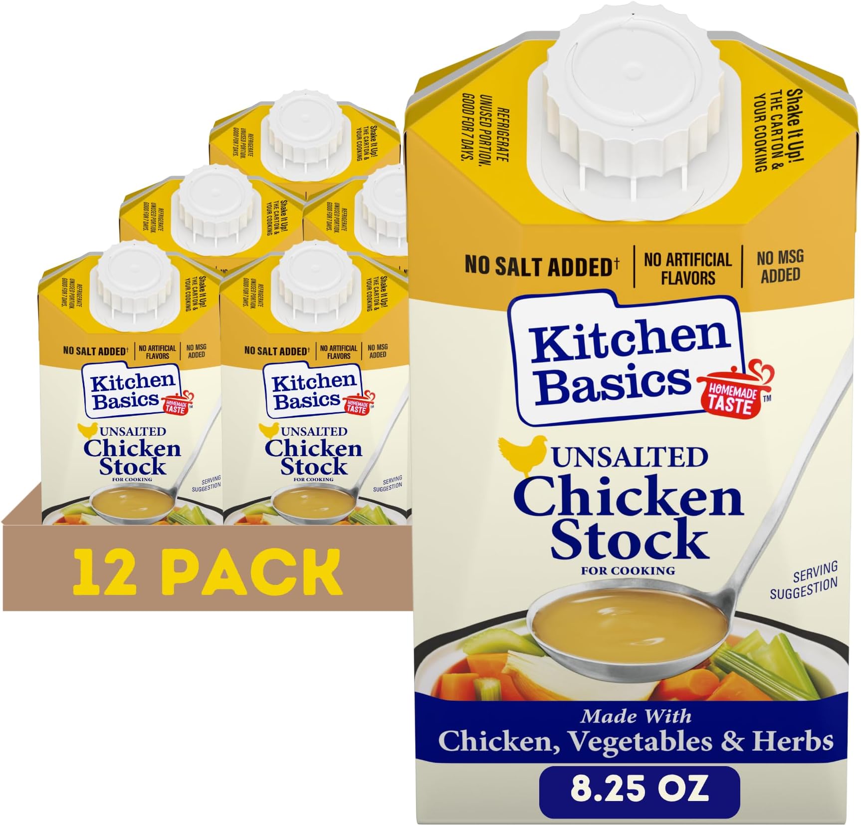 Kitchen Basics Original Chicken Stock, 8.25 oz (Pack of 12), No Artificial Flavors and Gluten Free