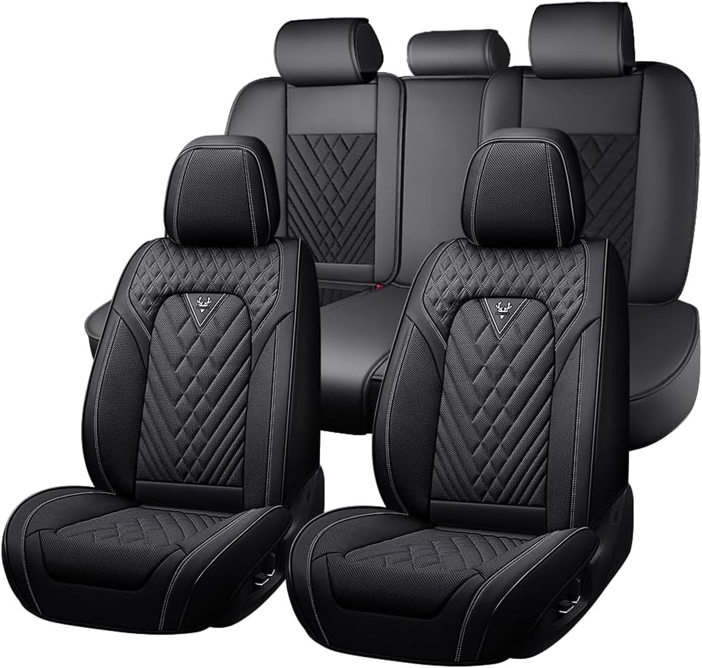 Car Seat Covers Set For Renault Traffic, Full Leather Front Rear Protectors Waterproof Breathable Interior Accessories,C/Black