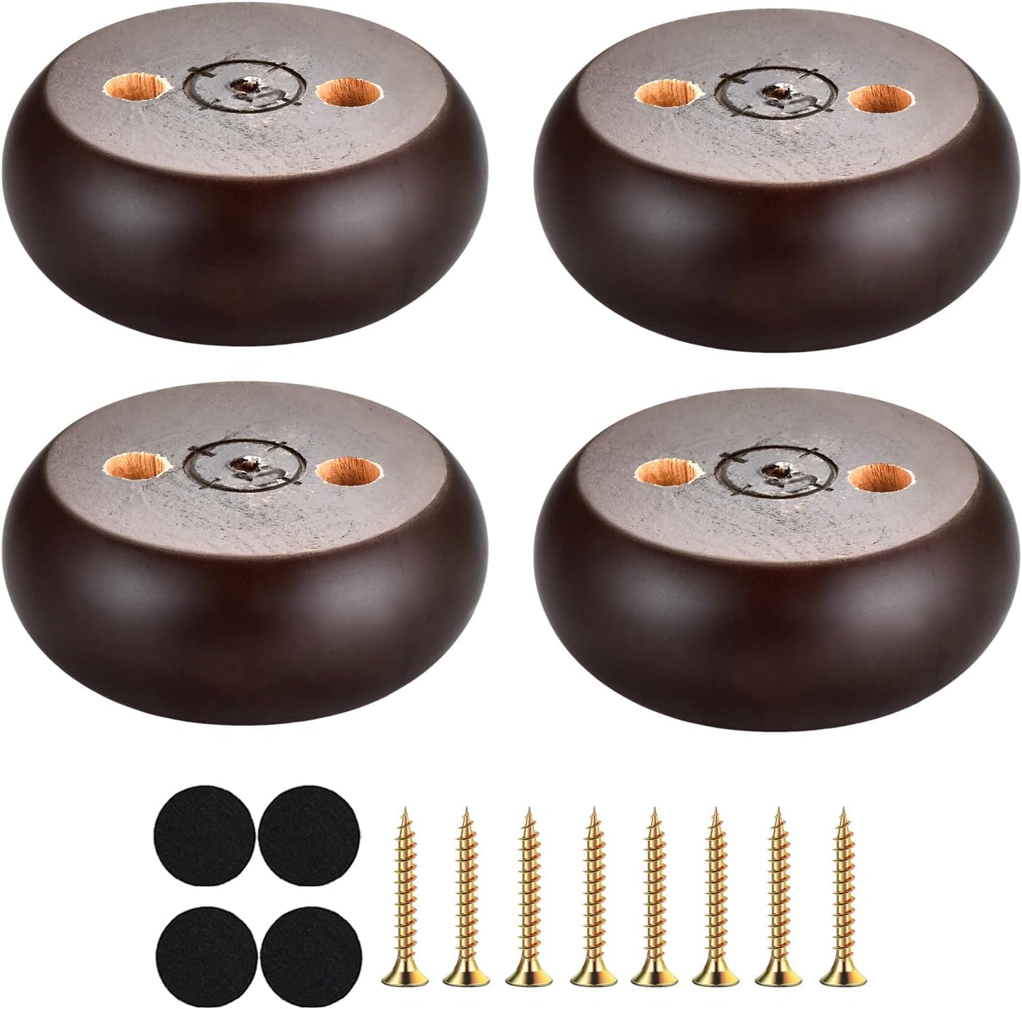 Michanco 30MM Furniture Legs 1 Inch Set of 4,Round Short Replacement Wood Bun Feet for Couch Sofa Ottoman Screw in Espresso
