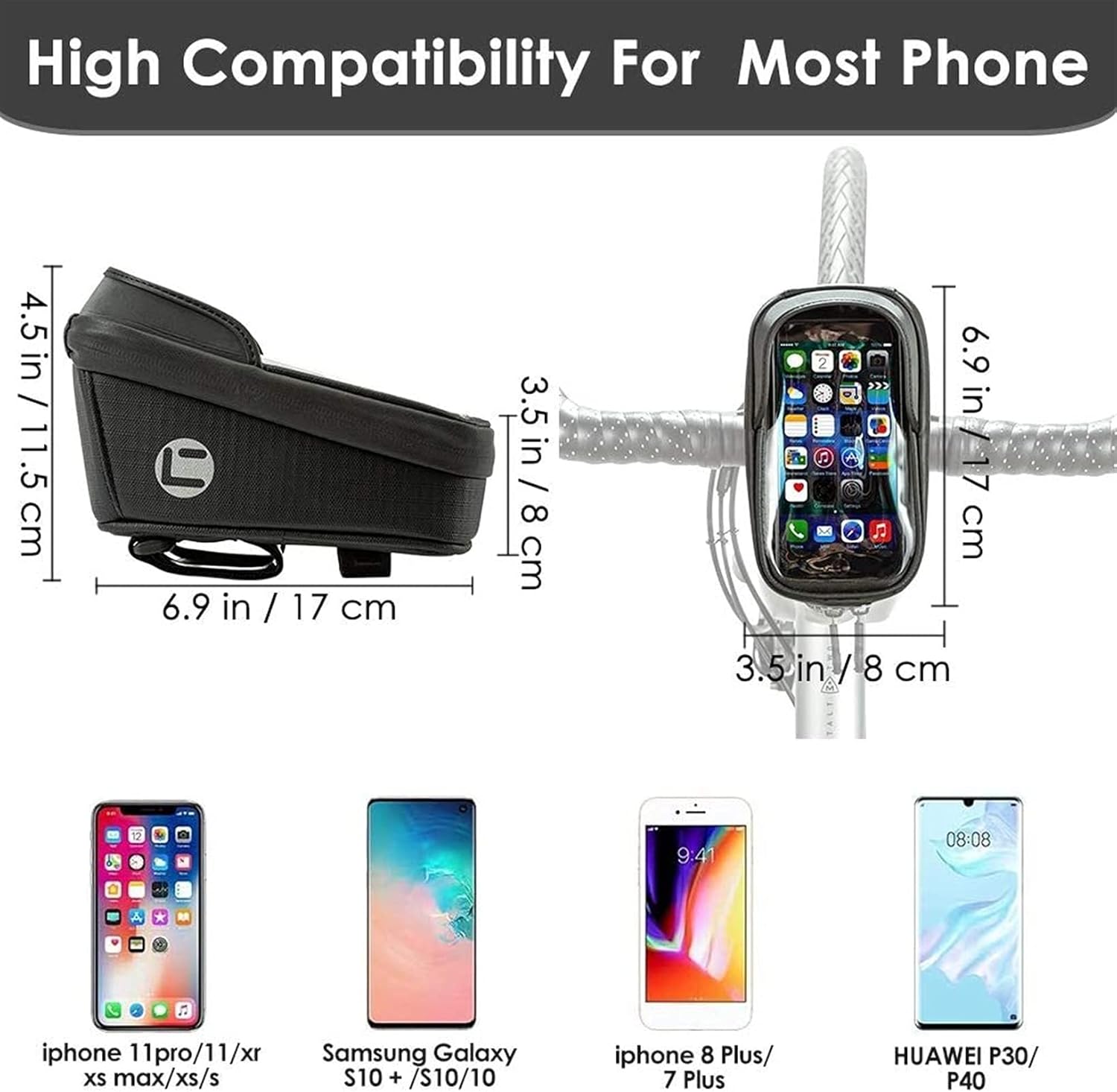 Bicycle Handlebar Bag Bicycle Bag Front Beam Bag Mountain Bike Bag Mobile Phone Bag Bicycle Handlebar Bag(2 Pcs)