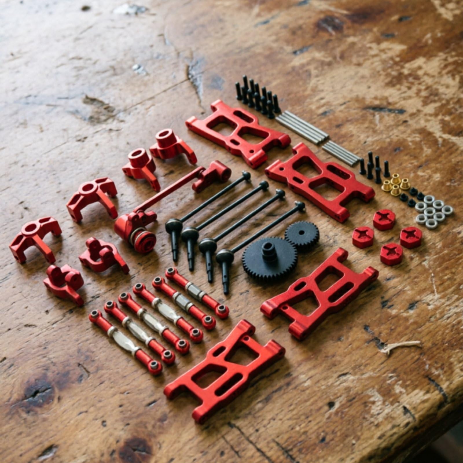 predolo Vehículo Industrial Kit Metálico para Coche RC Conjunto de Repuesto Juego de Piezas con Brazos de Aluminio Bieletas Bujes Engranajes y Rodamientos, Púrpura