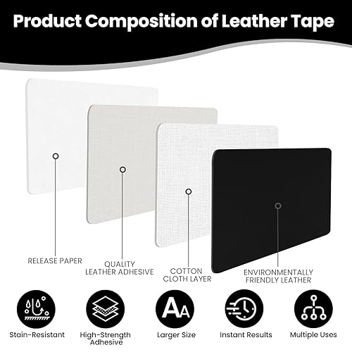 Miniatura 3 de impolady Cinta de reparación de cuero de 17 x 79 pulgadas, parches de cuero autoadhesivos extra grandes para muebles, sofá, asiento de automóvil,