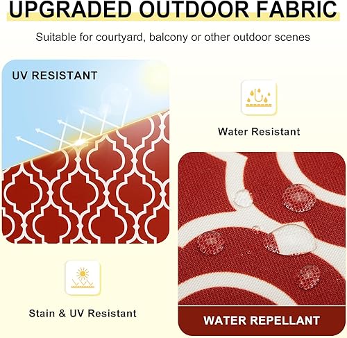 Miniatura 3 de downluxe - Juego de 4 cojines cuadrados impermeables para sillas de exterior y muebles de patio, con correas, de espuma viscoelástica, para asiento