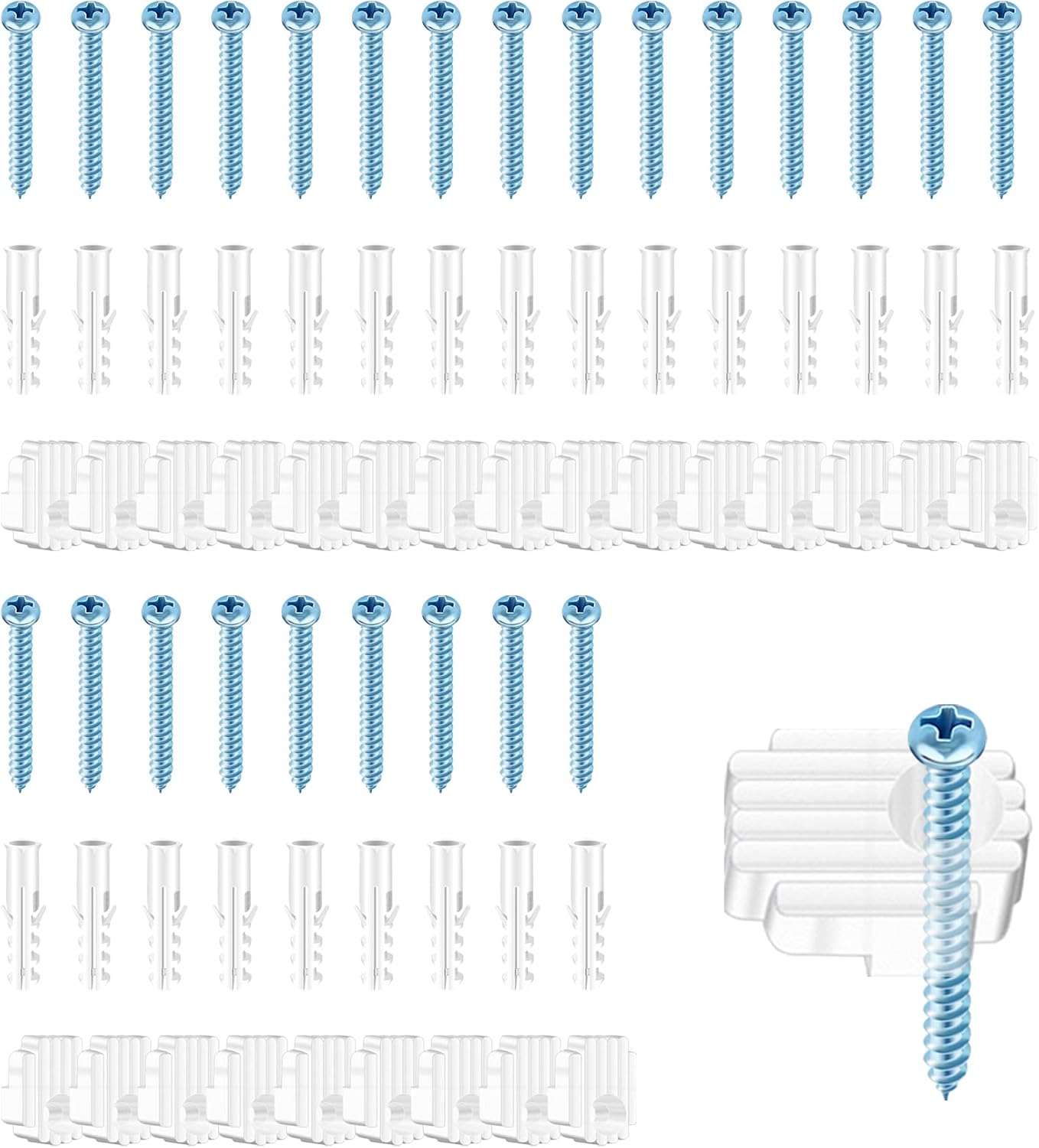 24 Set of Mirror Holder Clips Kit, Clear Plastic Mirror Mounting Clips Crystal Mirror Hanging