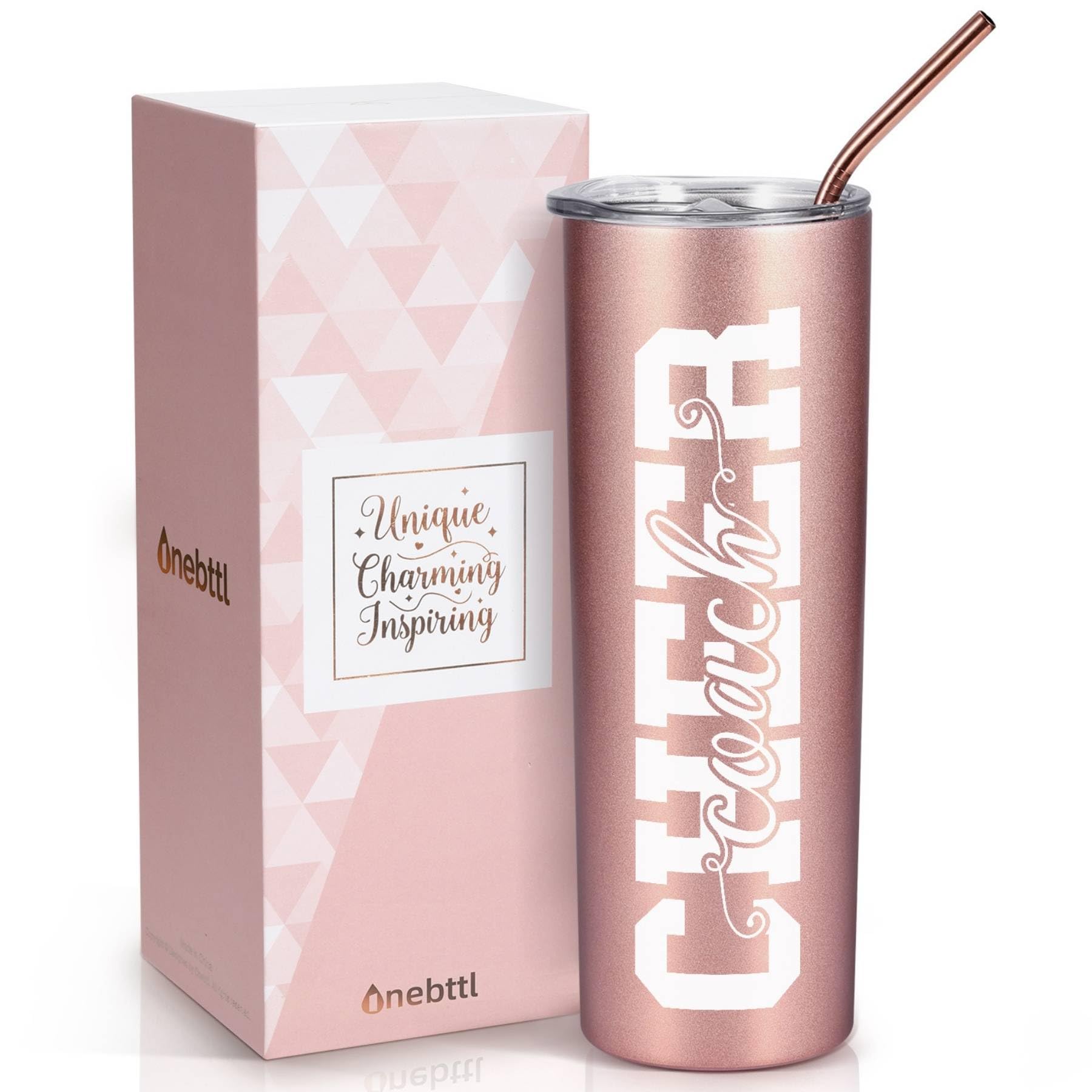 Onebttl Cheer Coach Skinny Tumbler Rose gold