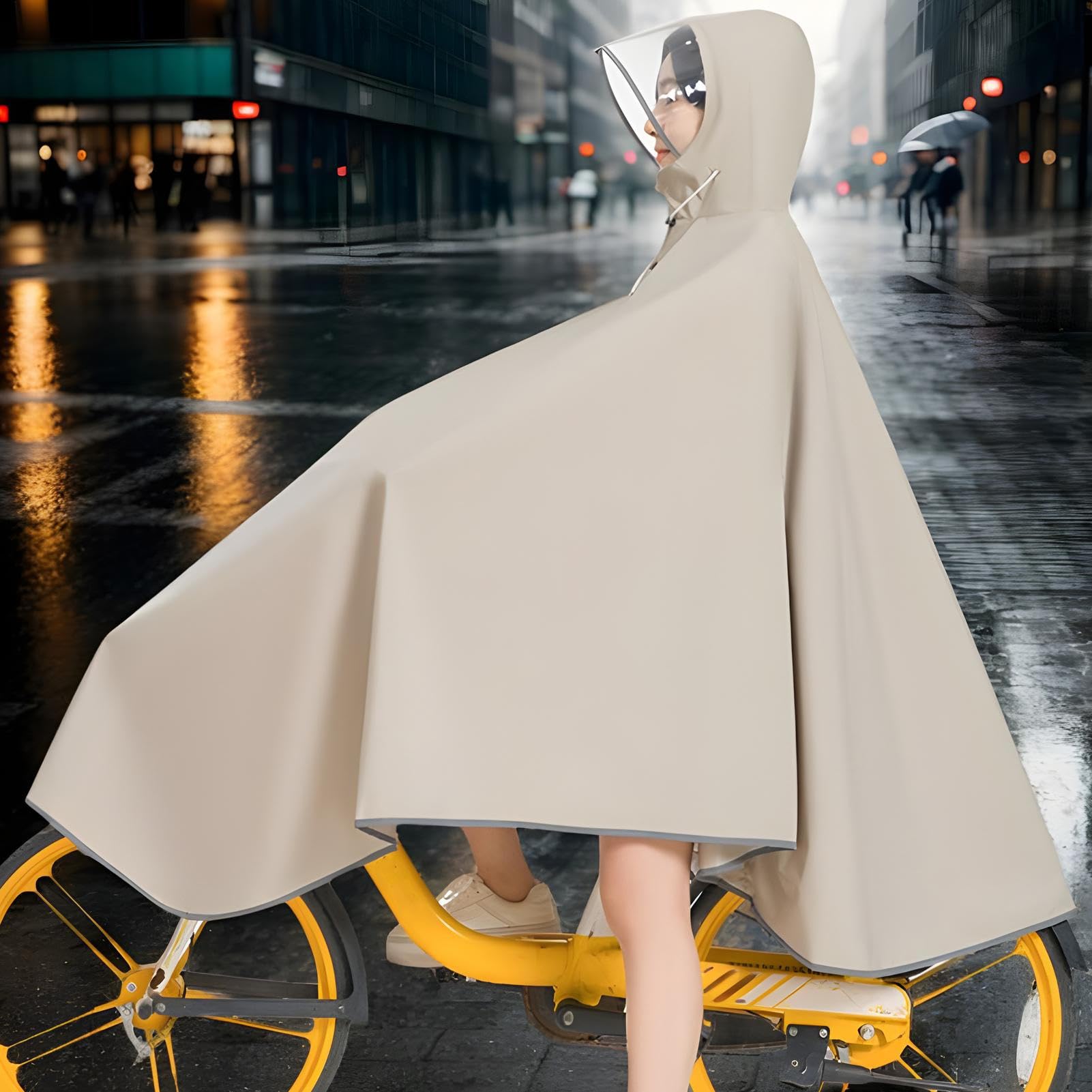 Generico Poncho imperméable, housse de pluie pour vélo | couvre-balles imperméable à capuche et bandes réfléchissantes pour randonnée, camping, voyage, cyclisme, homme, femme