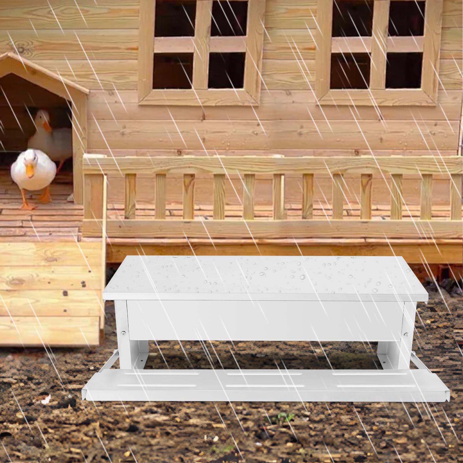 Comedero automático para gallinas, comedero automático para aves de corral de acero galvanizado, adecuado para la cría de pollos, gallinas y otras aves de corral