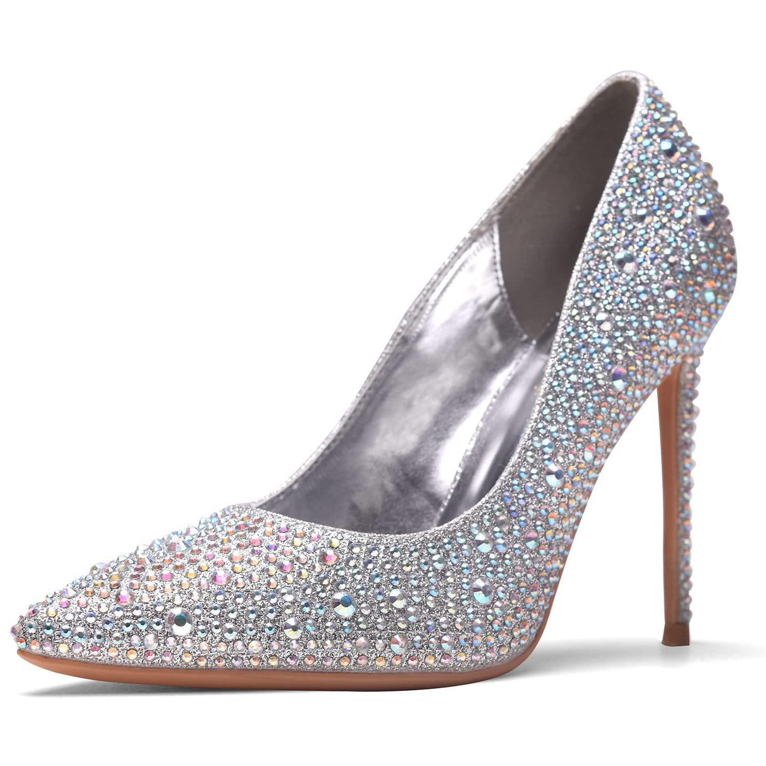 GENSHUO Scarpe Decolte Donna con Tacco a Spillo da 10 cm,Sexy Alto Tacco a Punta per Feste,Balli di Fine Anno,Matrimonio con Tacco a Spillo