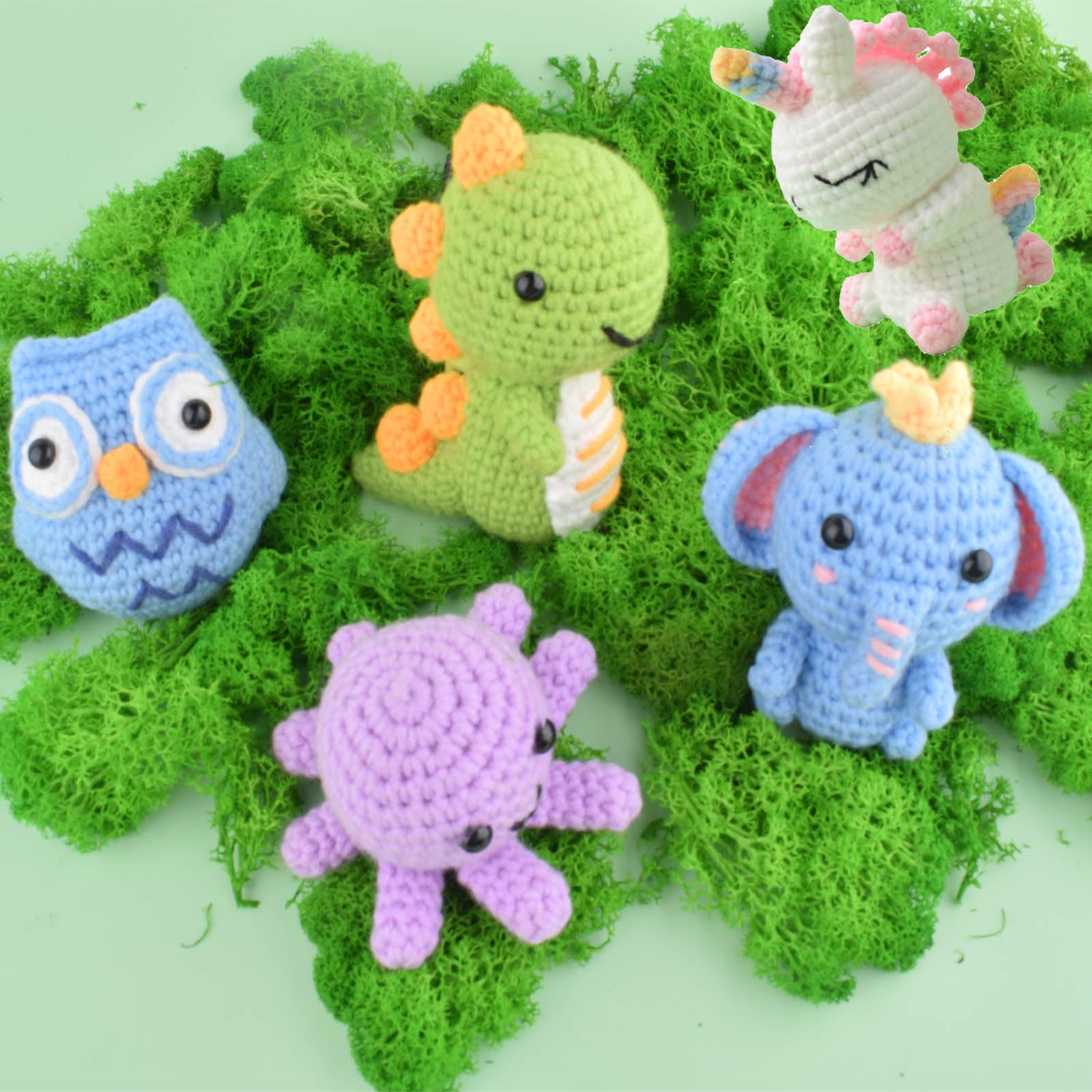 Kit de Crochet pour Débutants, Kit de Crochet Chenille pour Adultes Starter Set pour Crocheter, Lapin Koala Pingouin Poussin, avec Instructions Pas à Pas Vidéo Kit Complet de Crochets DIY Artisanat