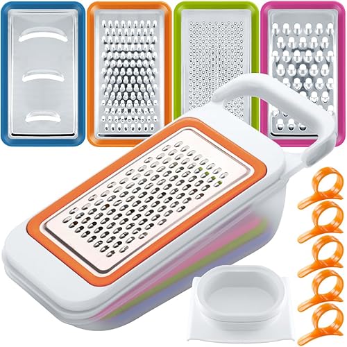 Cortador de verduras con mandolina, 4 piezas, cortador de verduras para restaurante con 5 peladores de naranja cítrica