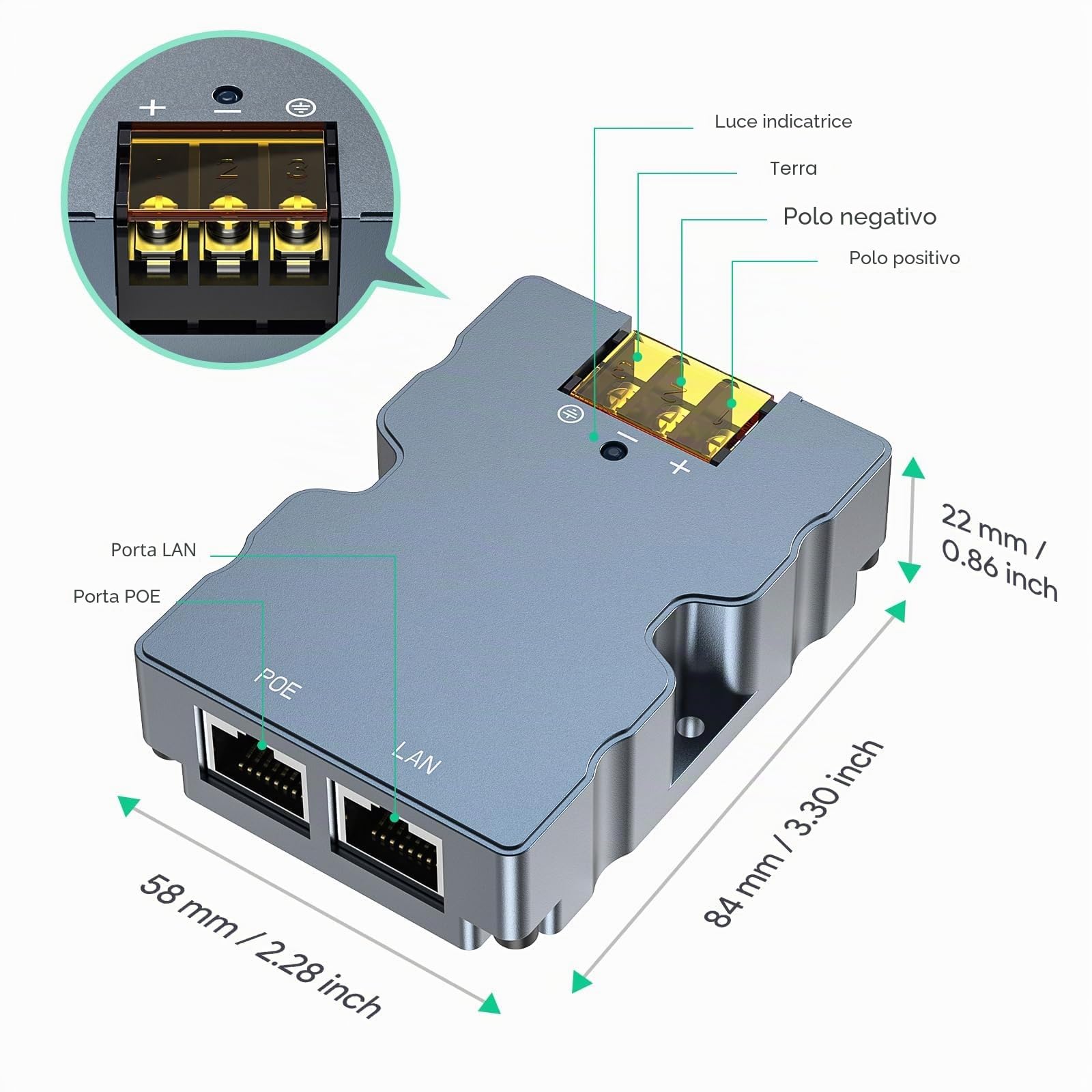 EDUP Starlink PoE Iniettore 320W Custodia in alluminio, Starlink Dish Cable Adapter a RJ45, Starlink DC Step UP Converter 12V a 48V 6A 288W, funziona per Starlink ad alte prestazioni/Starlink Flat