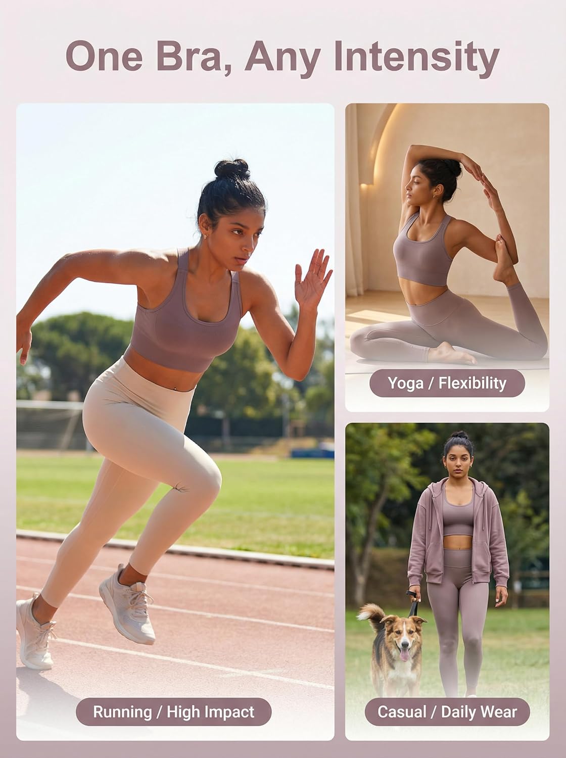 Sports Bras for Women High Support Racerback Seamless Sports Bra Adjustable Straps Yoga Bra Padded Workout Bra