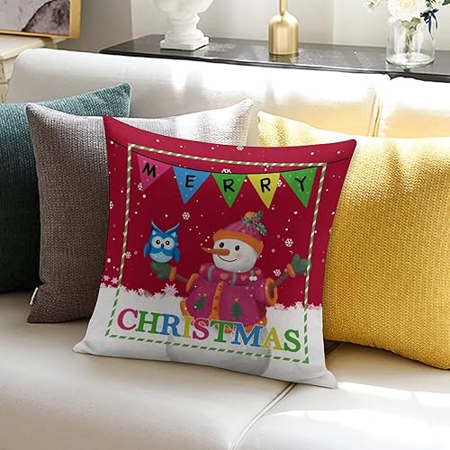 Miniatura 6 de Winter Snowy View Decor Cute Abstract Snowman Cojines Decorativos para Sala 18x18 Merry Christmas Snowman Pillowcase Square Pillow Covers Decorative
