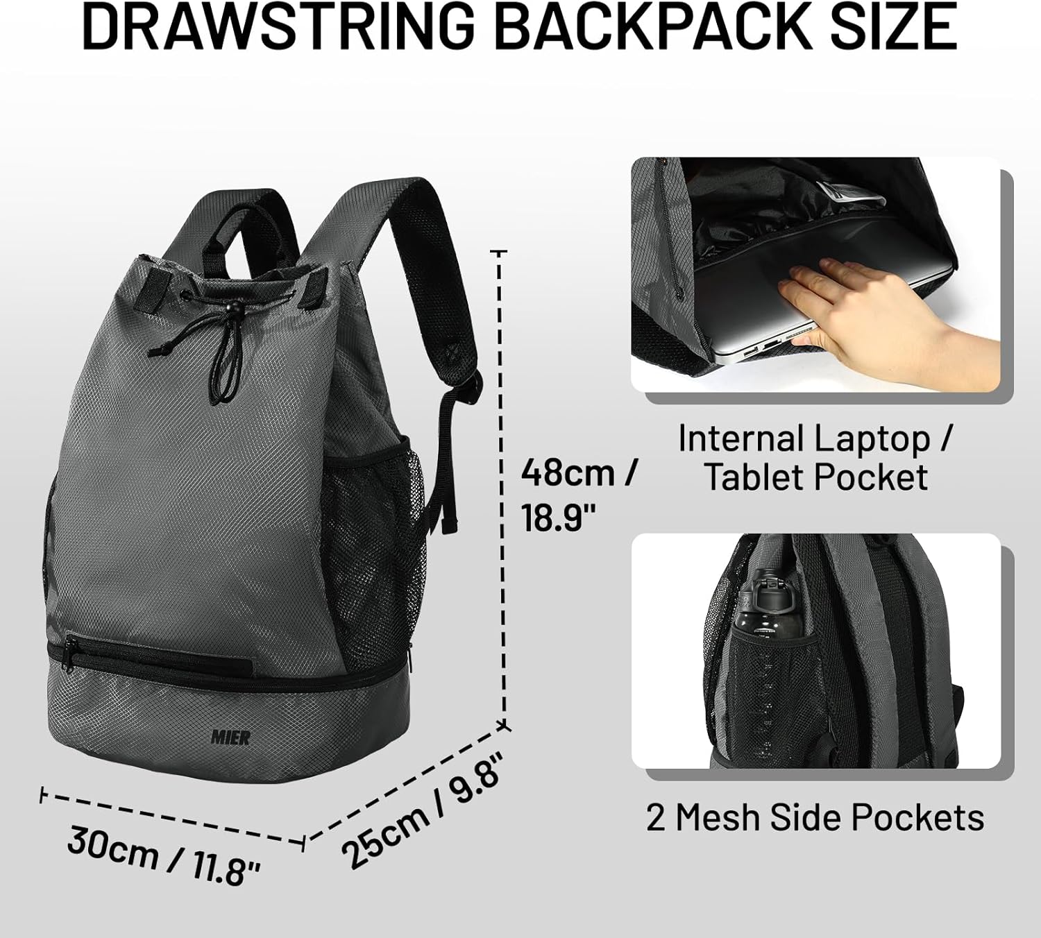 MIER Drawstring Basketball Backpack Soccer Bag with Shoe Compartment & Mesh Pocket Sports Gym String Backpack for Women Men, Lightweight - Image 5