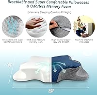 Vista 7 de Almohada cervical para el cuello para aliviar el dolor de dormir, almohadas de espuma viscoelástica de contorno, almohadas ergonómicas para dormir