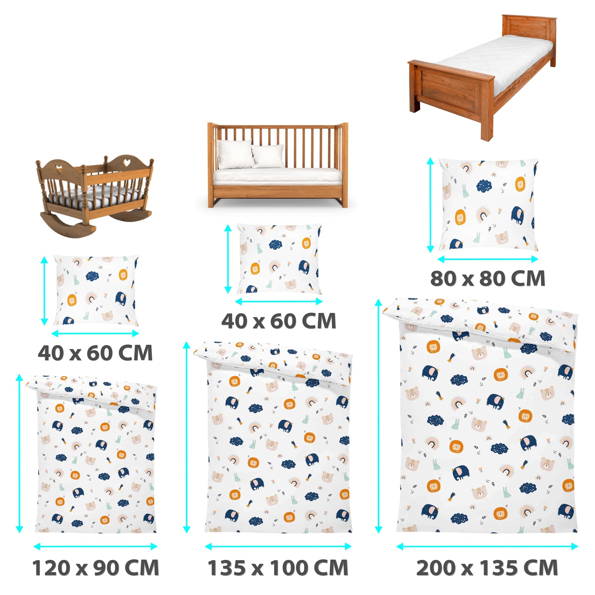 Totsy Baby Lenzuola Bambini Set Completo con Piumino e Cuscino 100x135 cm