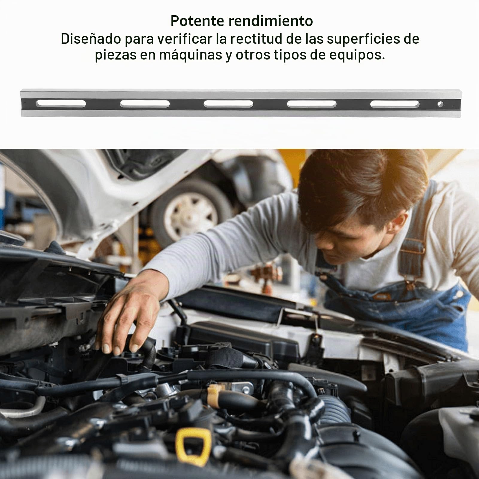 Machinist Herramienta de Borde Recto de Acero de Precisión para Culatas de 24 Pulgadas, Plana Mecanizada, Bloques de Motor