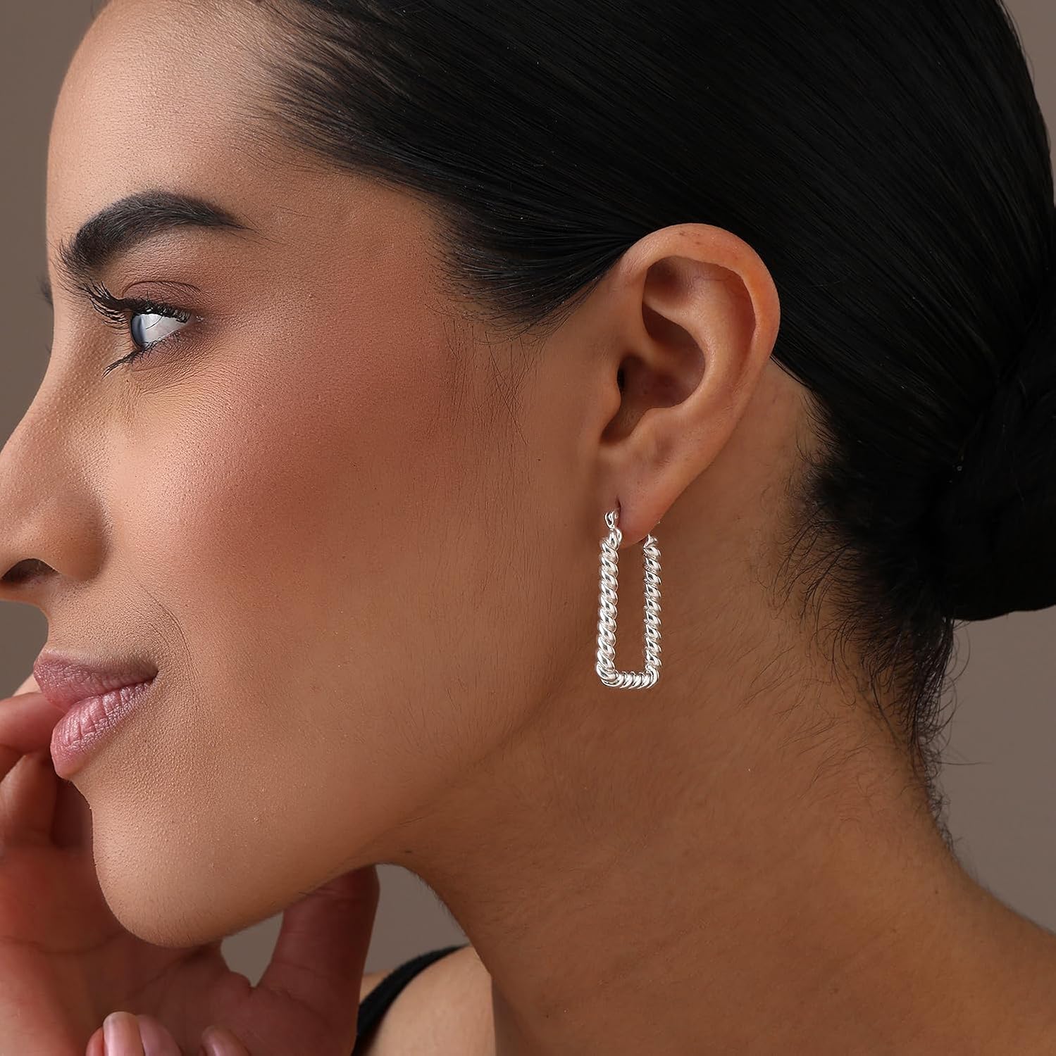 LeCalla Sterling Silver Hoop Earrings for Women | Lightweight Silver Chunky Hoop Earrings | Handmade Electroform Hollow Italian Design Click-Top Earrings Hoop - Image 2