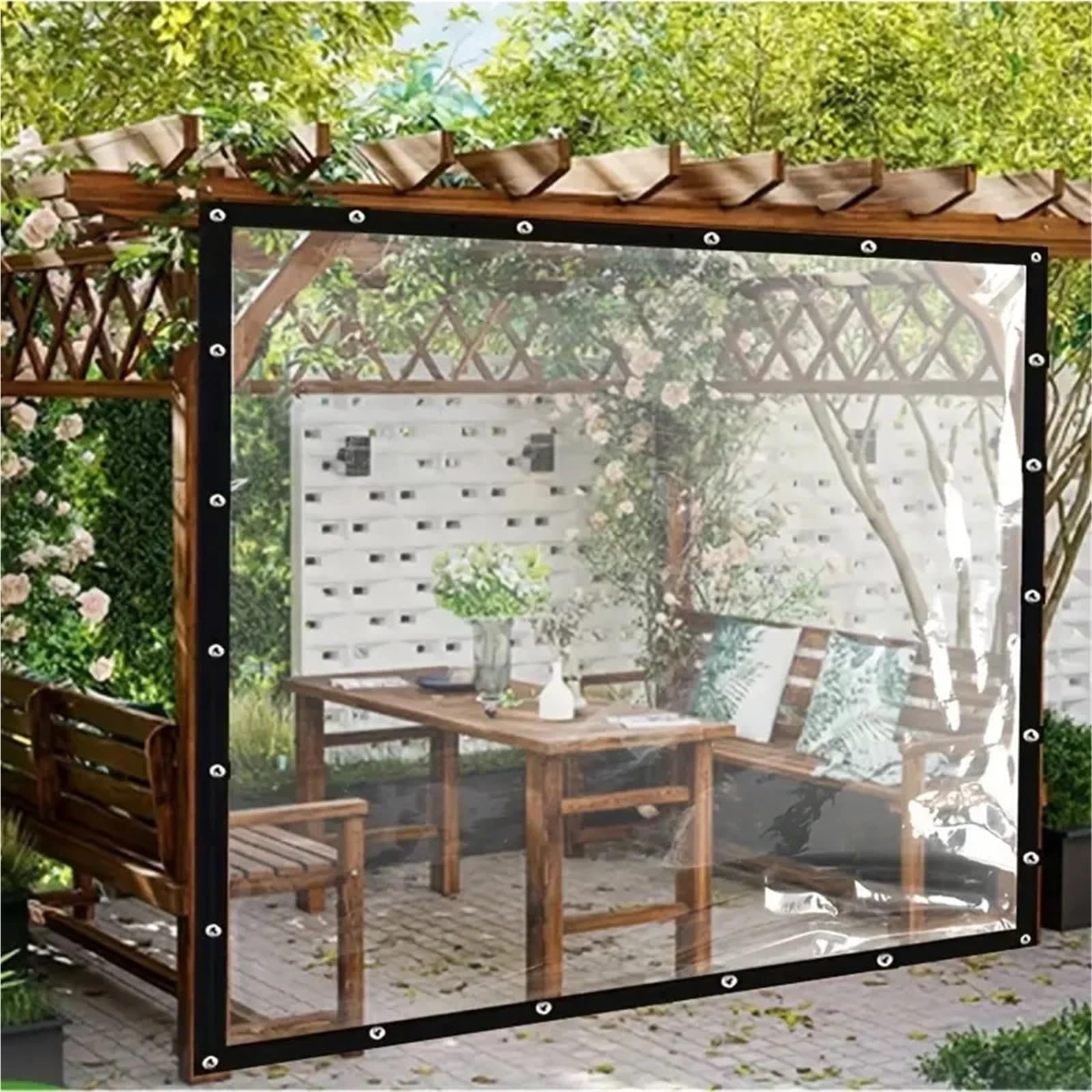 Telone Trasparente Copertura for piante in polietilene trasparente antipioggia da giardino in tela cerata impermeabile con occhiello(2x5m)