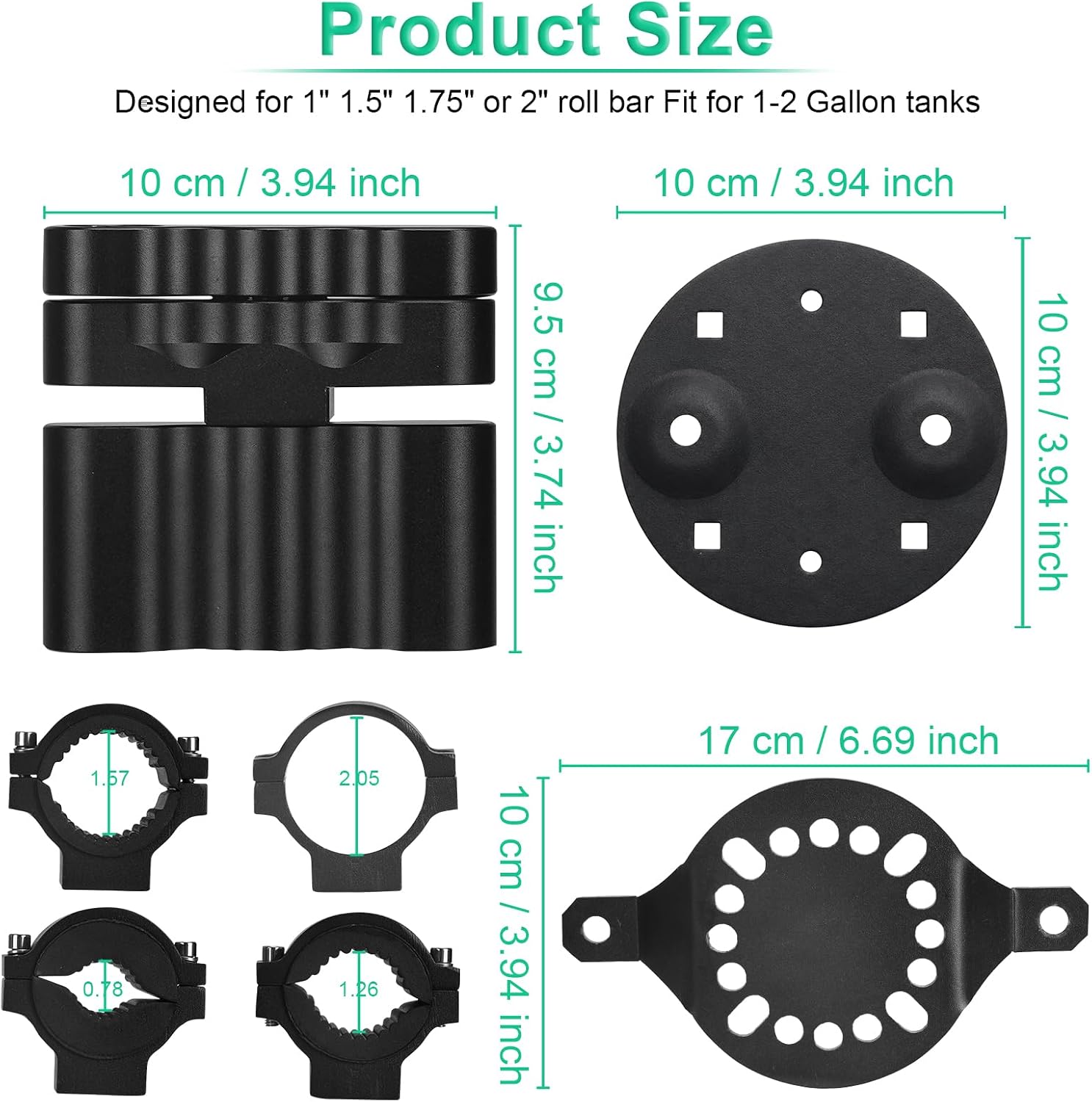 Upgraded UTV Gas Can Mount with Key Lock, Roll Bar Fuel Container Mounting Bracket for 1"-2" Roll Cage, Compatible with RotopaX-Style Gas Can & Fuel Containers