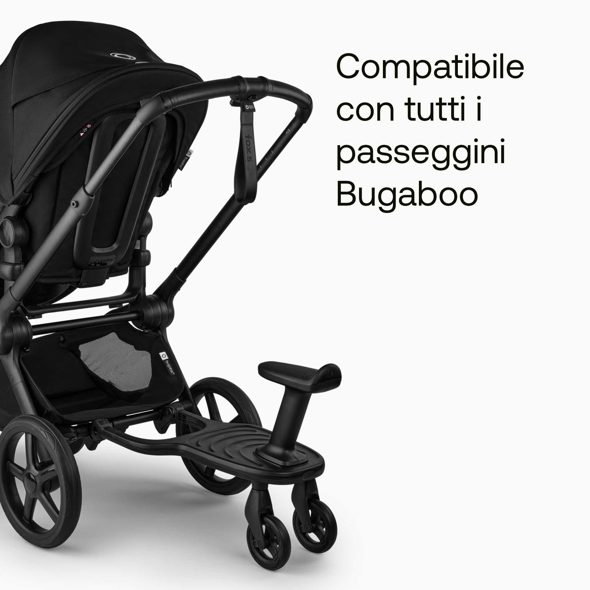 Bugaboo Pedana con Ruote Comfort+ con Sedile Rimovibile – Pedana da passeggio per bambini piccoli con opzione da seduto o in piedi, compatibile con tutti i passeggini Bugaboo