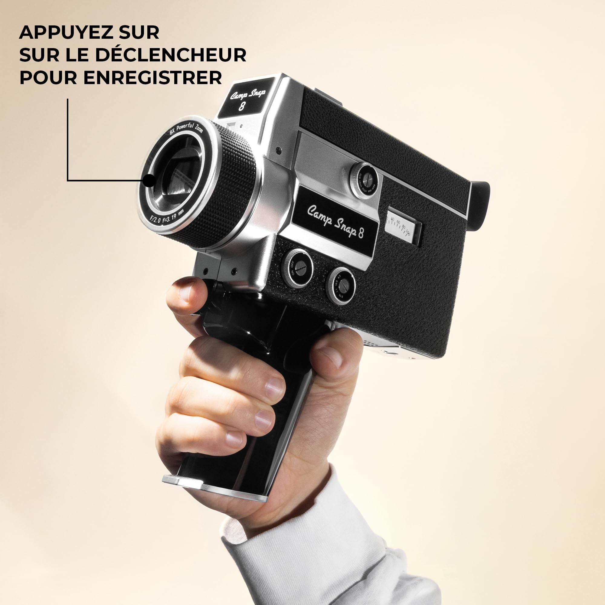 Camp Snap CS-8 Videocámara Digital - Grabadora de vídeo 2.7K para Youtube, Cámara sin Pantalla, Zoom Digital 8X, con 5 Filtros Película Personalizables, Tarjeta SD Incluida y Batería Recargable USB-C