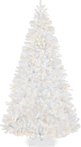 Miniatura 9 de Best Choice Products Árbol de Navidad de abeto azul preiluminado, decoración artificial con bisagras completas, con 250 luces incandescentes blancas
