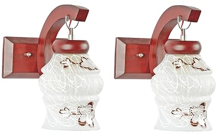 Afast Stylish Attractive & Designer Colorful Hand Decorative Sconce Glass Wall Lamp Light with All Fitting & Fixture ( Set of Two)