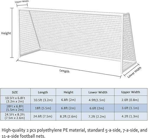 Miniatura 2 de 2 redes de repuesto para portería de fútbol, de polietileno y poliéster, juego de red de fútbol de tamaño completo, no incluye postes