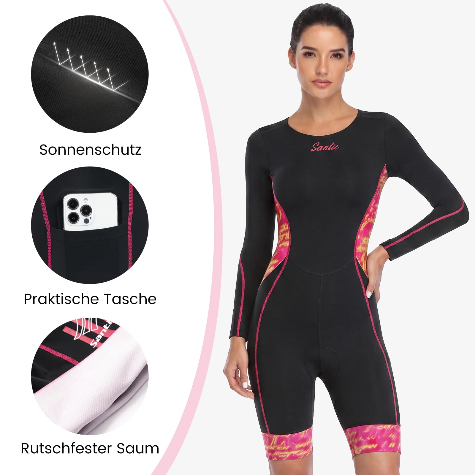 Santic Triathlon Anzug Damen Trisuit Langarm Schnell trocknend