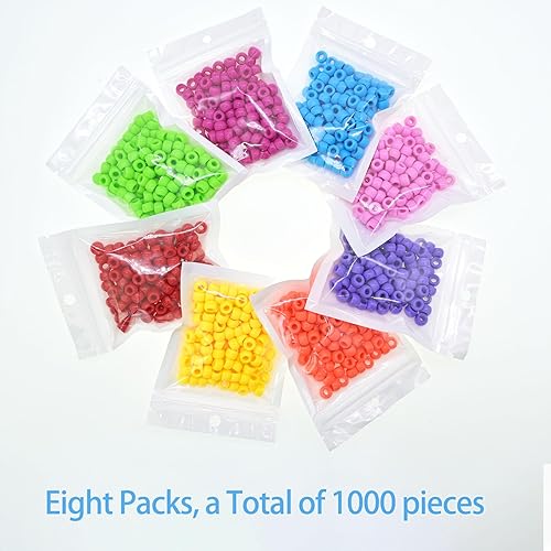 Miniatura 6 de 1000 cuentas lisas de poni de 0.236 x 0.394 pulgadas, cuentas de poni acrílicas multicolor pulidas para hacer pulseras y joyas, cuentas sueltas para