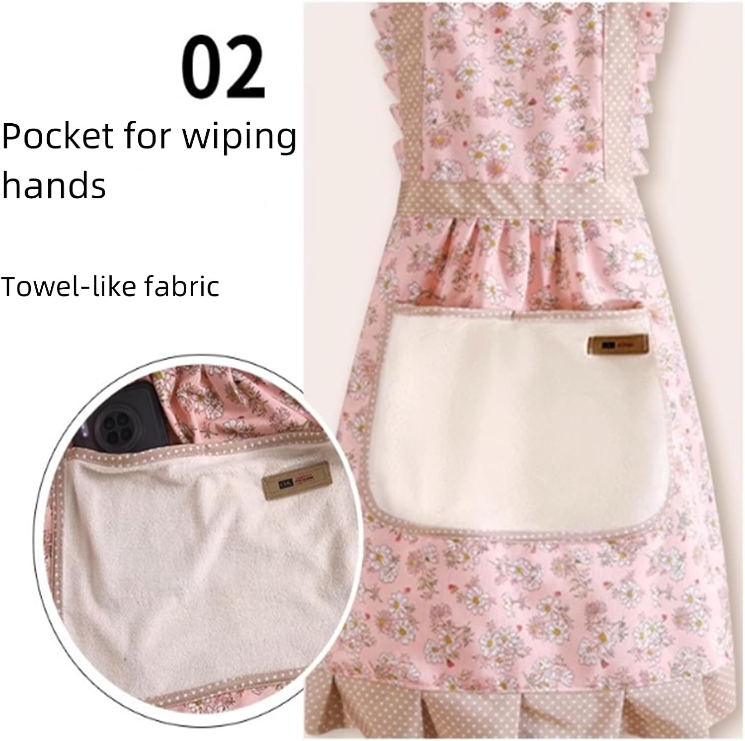 3 Pieces Aprons for Women with Pockets, Floral Kitchen Cooking Aprons,Waterproof Resistant Cotton Apron with Adjustable Strap and Front Pocket for Kids Kitchen,Cooking,Painting,Baking,Server,Barber - Image 5