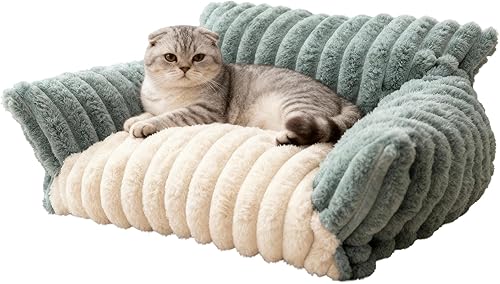 Miniatura 9 de Sofá cama lavable para mascotas, acogedor sofá de apoyo para gatos pequeños de interior – Cama mullida para cachorros y perros con tela transpirable