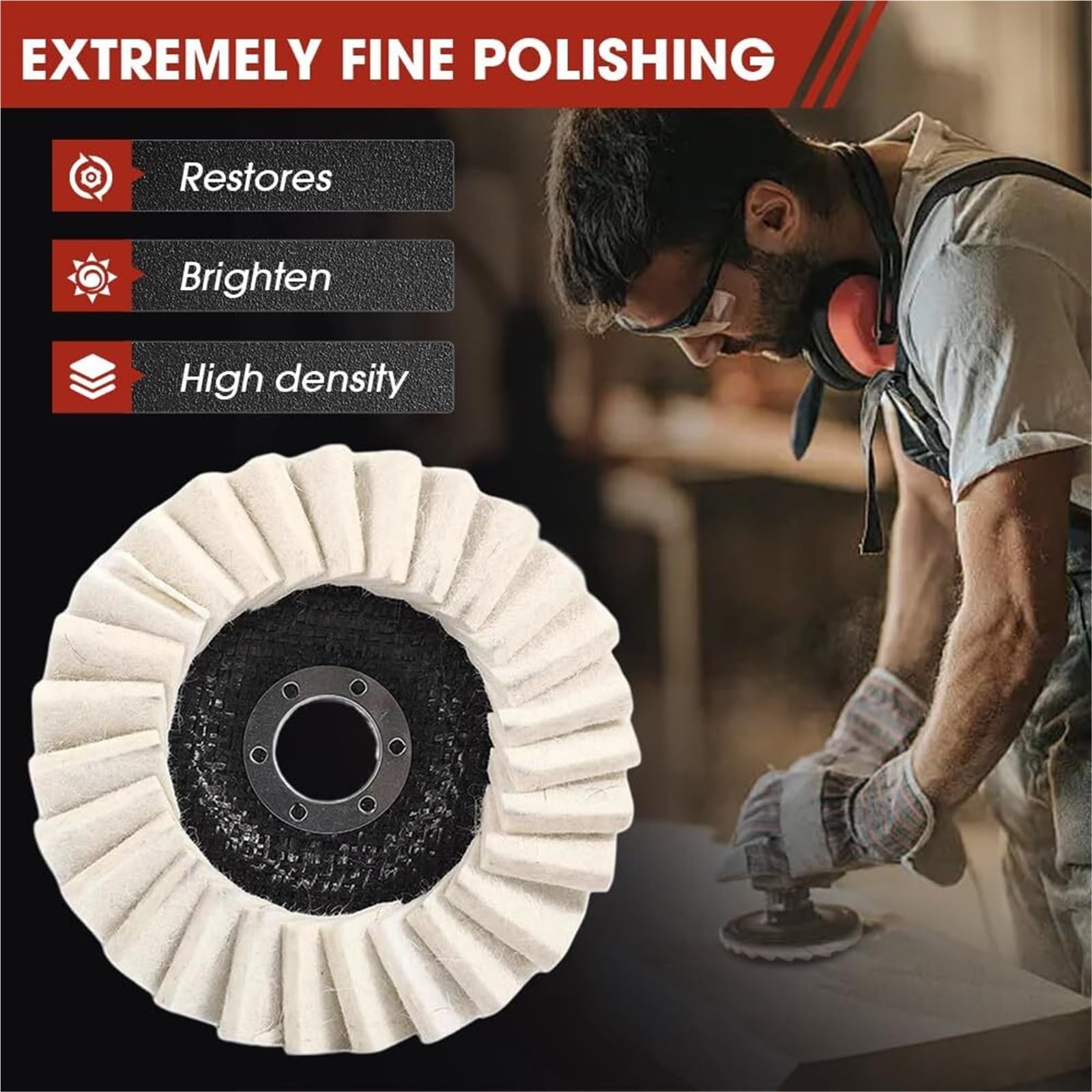 Filcowa tarcza polerska z klapką wełnianą Wool Felt Flap Polishing Disc, 2025 New Felt Flap Disc Abrasives 4-1/2" X 7/8" Arbor, Thicken Polishing Wheel Felt Flap Disc For Angle Grinder, Multi Surface(