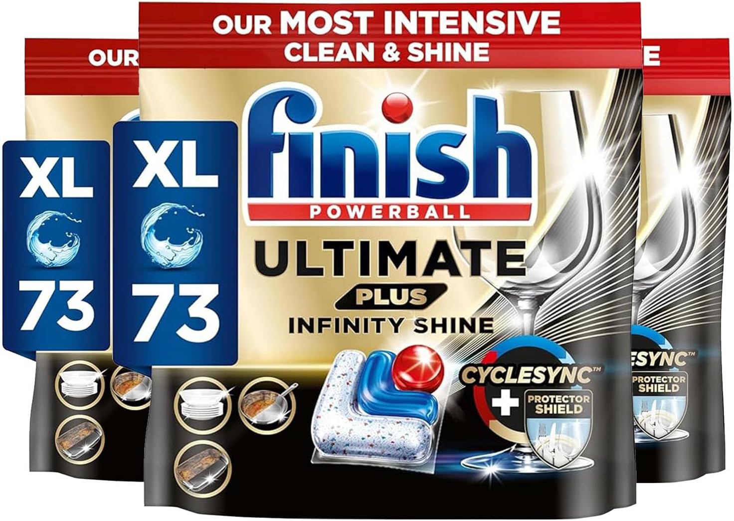 Dishwasher Tablet, Ultimate Plus Infinity Shine, 219 Tabs (73 x 3pck), Fresh Scent, Tough on Grease, Our Most Intensive Clean & Shine, Effective for Short Eco Cycle