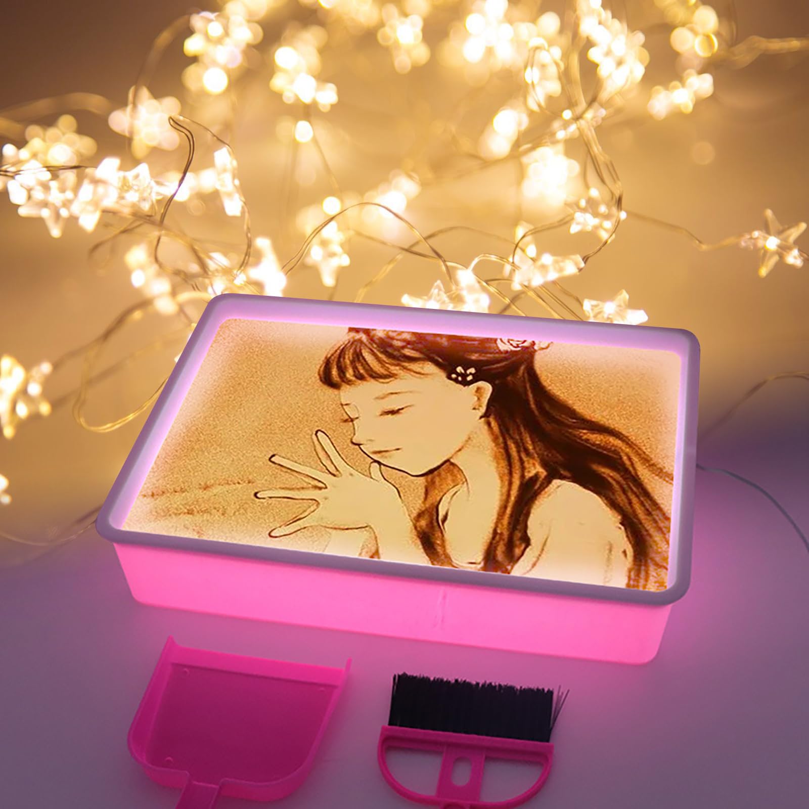 Yichushisu Light Table/Box for Kids | Sand Painting Light Box | Sensory Light Table for Kids | Birthday Gifts & Party Favors for Boys & Girls | 3 Color Modes(Pink)