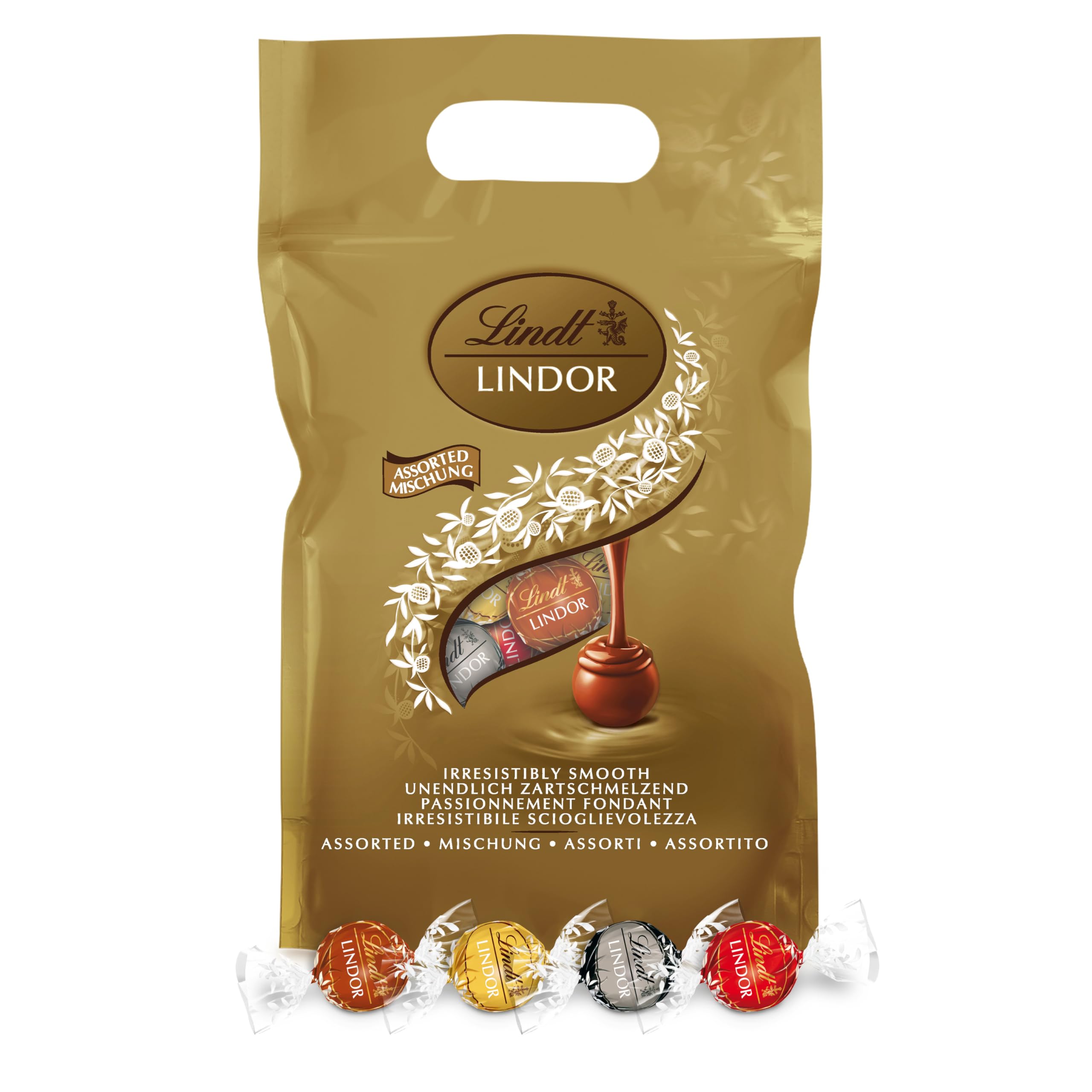 Lindt LINDOR bombones surtido-Aproximadamente 80 bolas,1kg chocolate negro 70%,chocolate con leche,chocolate blanco,chocolate con avellanas,con relleno de chocolate cremoso